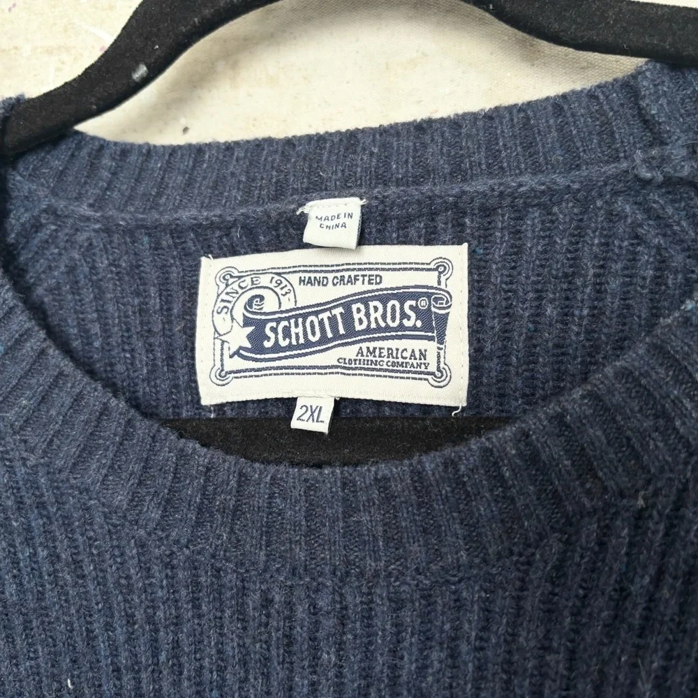 Schott Bros Ribbed Wool Crewneck Sweater